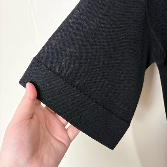 Everlane Black Relaxed Fit Lightweight Pure Wool Crewneck Short Sleeve T Shirt - Picture 5 of 11